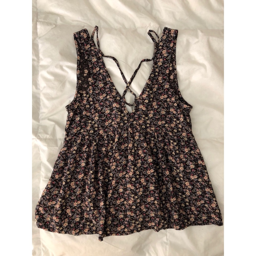 American Eagle Floral Tie Tank XS